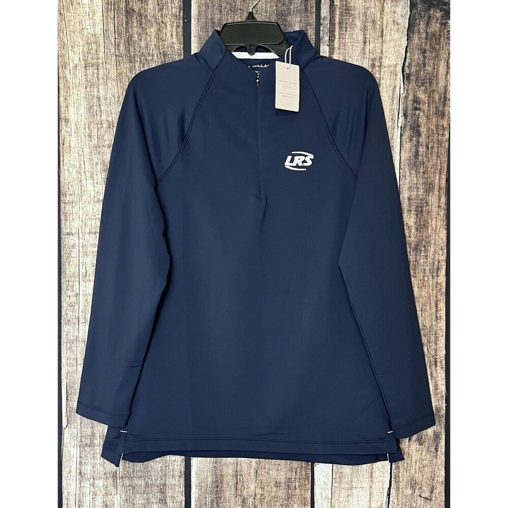 Peter Millar Women's Large Raglan-Sleeve Perth Layer 1/4 Zip Pullover Navy NWT